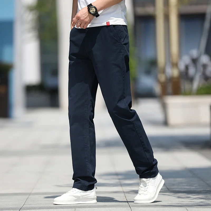 

Thin Casual Pants Men Clothing Black Khaki Trousers For Male Straight Overalls Summer Cotton 2023