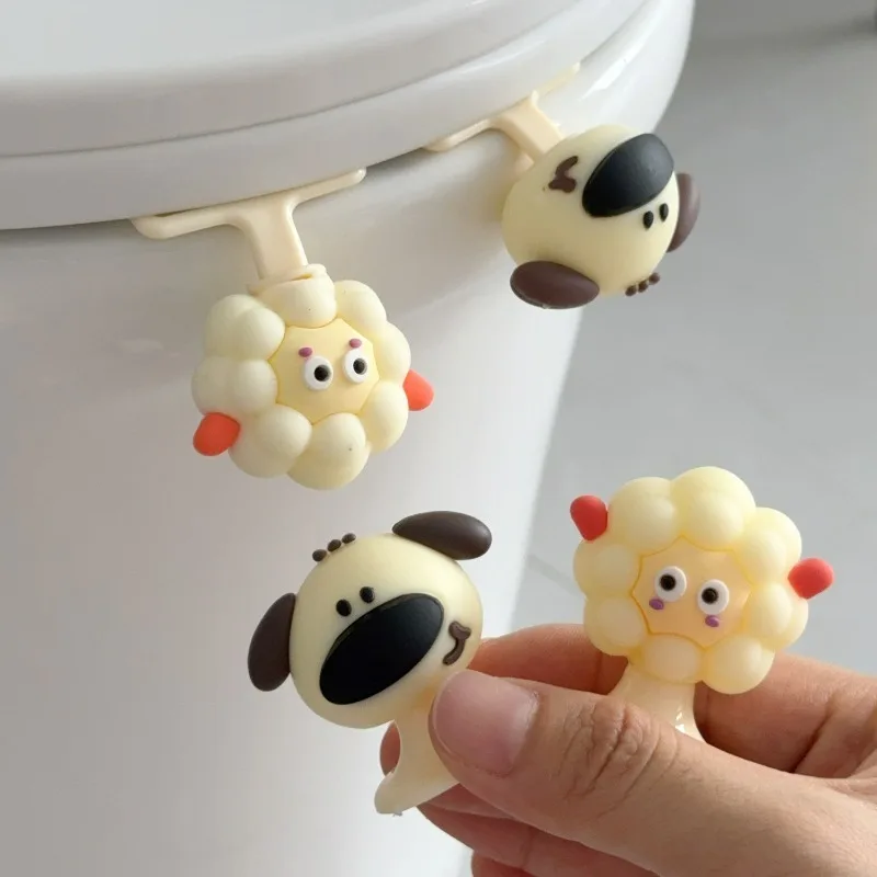 10/1Pcs Cartoon Toilet Lifting Device Avoid Touching Toilet Lid Handle WC Ring Handle Device Dog Sheep Shapes Bathroom Supplies