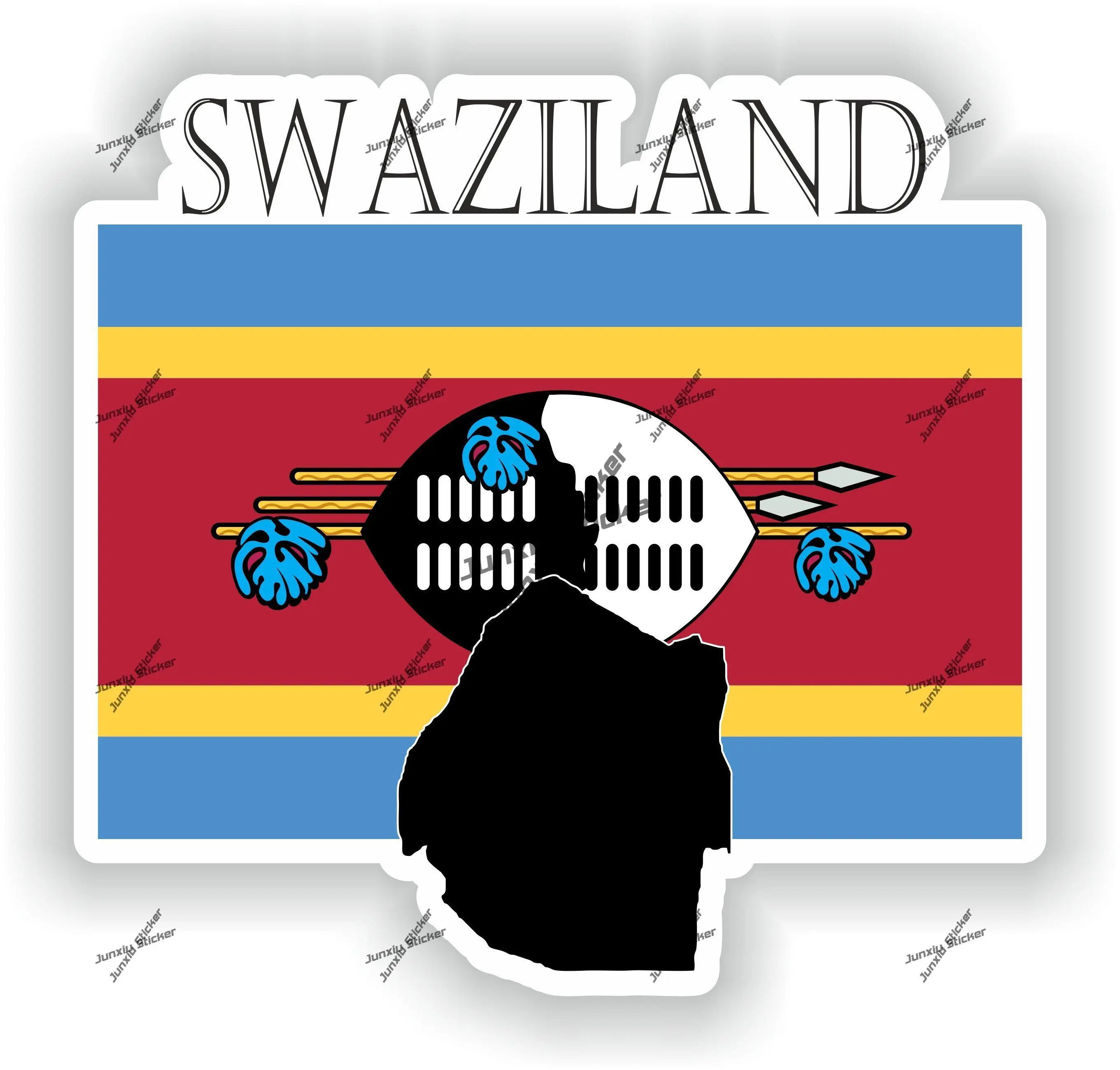 

Swaziland Sticker Coat of Arms of Swaziland Flag with Graphical Outline Waterproof Decal for SUV Window Car The Whole Body Bike