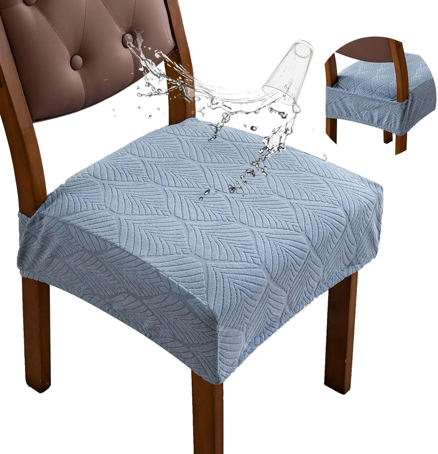 

Removable Washable Dining Chair Seat Covers Set Of 4,Stretch Jacquard Chair Seat Cushion Protector Slipcovers, Rear Covers