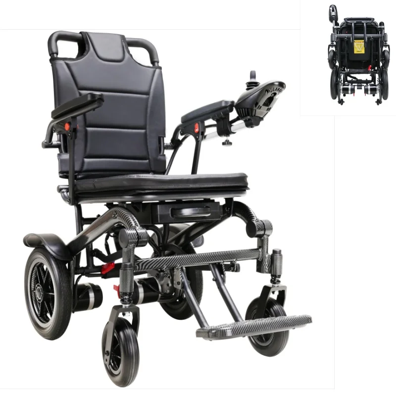 

Электрическая инвалидная коляска из алюминия с карбоновым дизайном, мотором 180 Вт, аккумулятором 10/20 Ач, грузоподъемностью 100 кг и простой системой складывания