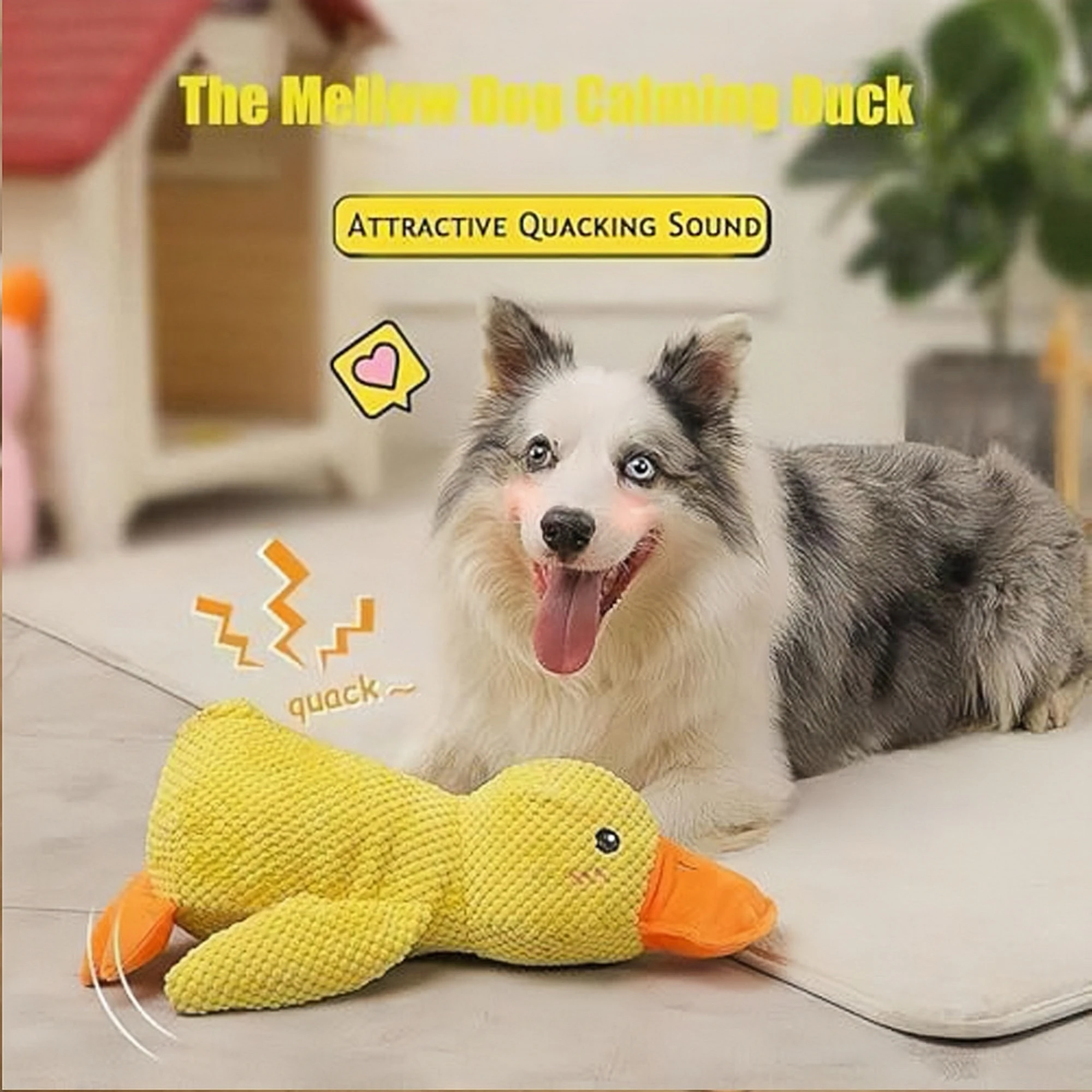 Yellow Duck Dog Toy, Anti Stress Duck Dog, Quiet Toy Dog Cuddle Animal, Interactive Dog Toy Indestructible Dog Toys