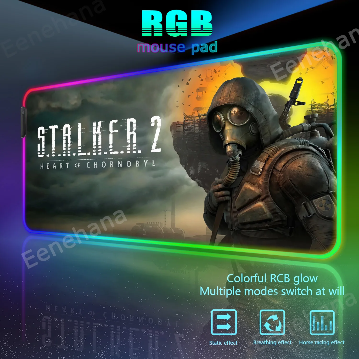 RGB Stalker 2 Large Gaming Mouse Pad Computer Accessories Carpet Desktop LED Xxl Keyboard Extended Pad Black Backlight Desk Mats