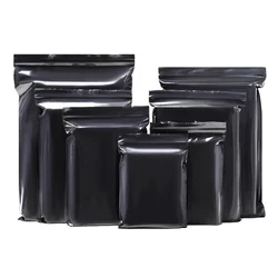 100 Pieces Black self sealing bag food packaging bag light tight sunscreen plastic packaging bag