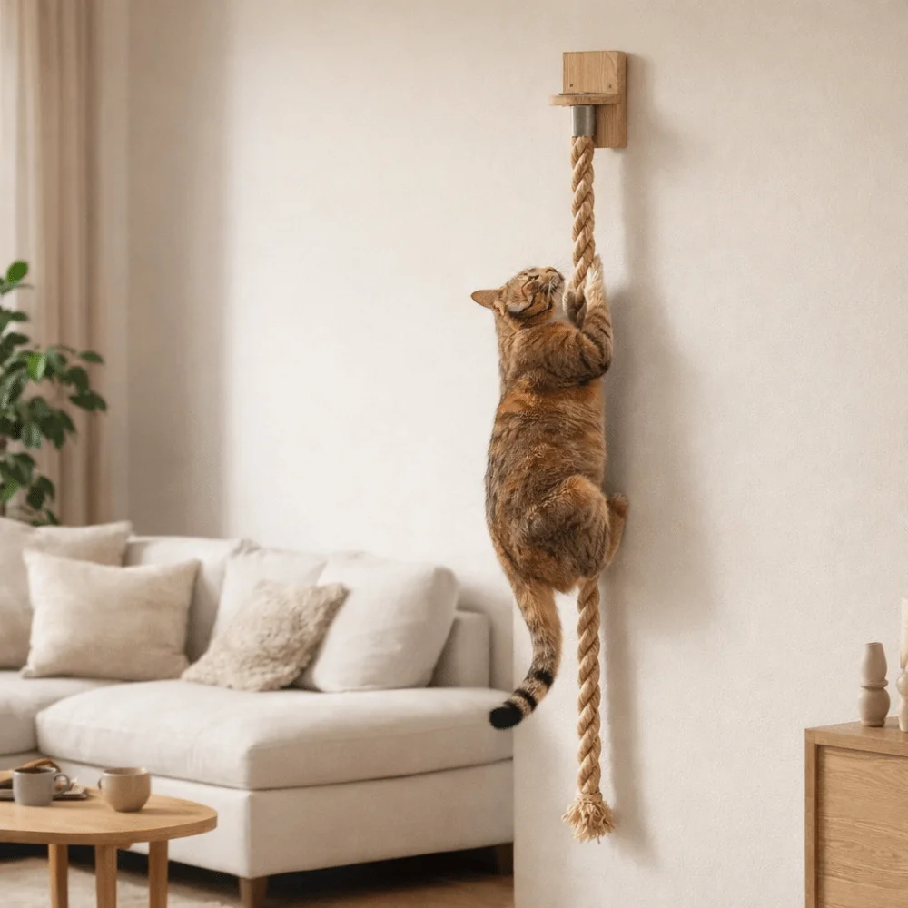 

Износостойкий сизалевый канат для кошек с креплением на шурупах, экономящий место, устойчивый к укусам, для лазания и игр на стене