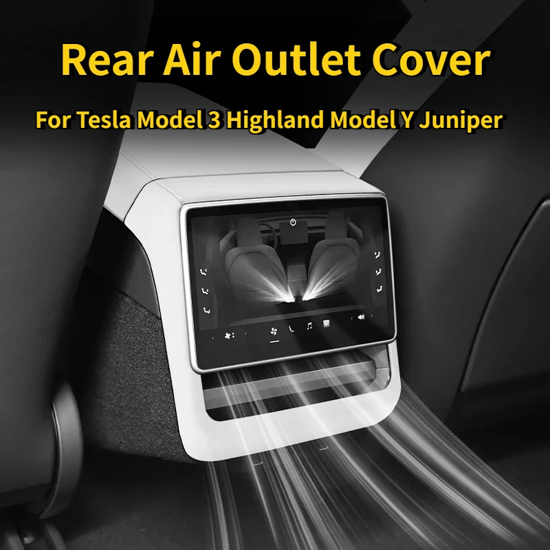 For Tesla Model 3 Highland/Model Y Juniper Rear Air Vent Cover Center Console Leather Armrest Box Anti-Scratch Car Accessories