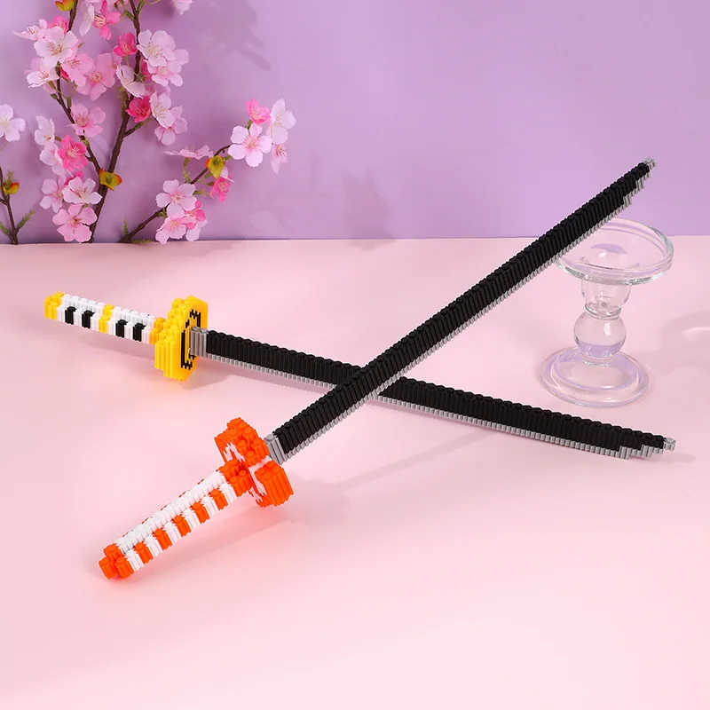 1개 랜덤 창의적인 검 시리즈 탠덤 빌딩 블록 일본 애니메이션 칼 MOC 브릭 DIY 세트 장난감 남자아이 크리스마스 선물