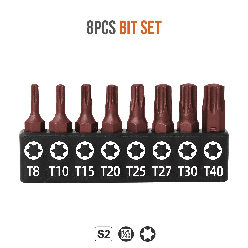 8/24/33pc 25mm S2 Screwdriver Bits Pozi Phillips Slotted Tamper Proof Torx Security Bit Set Hex Shank Anti Slip Screwdriver Bits