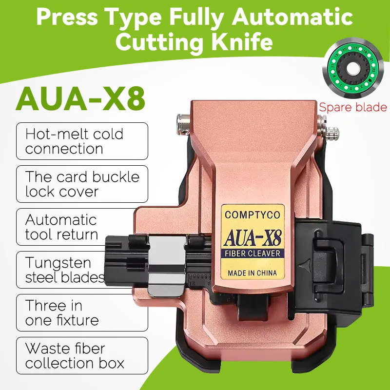 

AUA-X8 High Precision Automatic Fiber Cleaver Cable Cutting FTTT Fiber Optic Knife Tools Cold Welding and Hot Melting