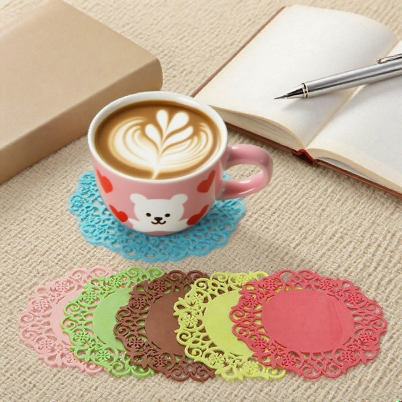 1PC Anti-slip Silicone Coasters Heat Tea Cup Mat Hollow Flow