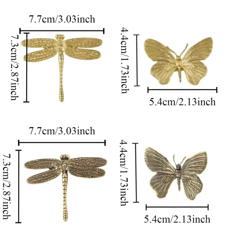 Retro Butterfly/Dragonfly Brass Handle Vintage Single Hole Cabinet Door Knobs Push-pull Furniture Hardware Wardrobe Drawer Pulls