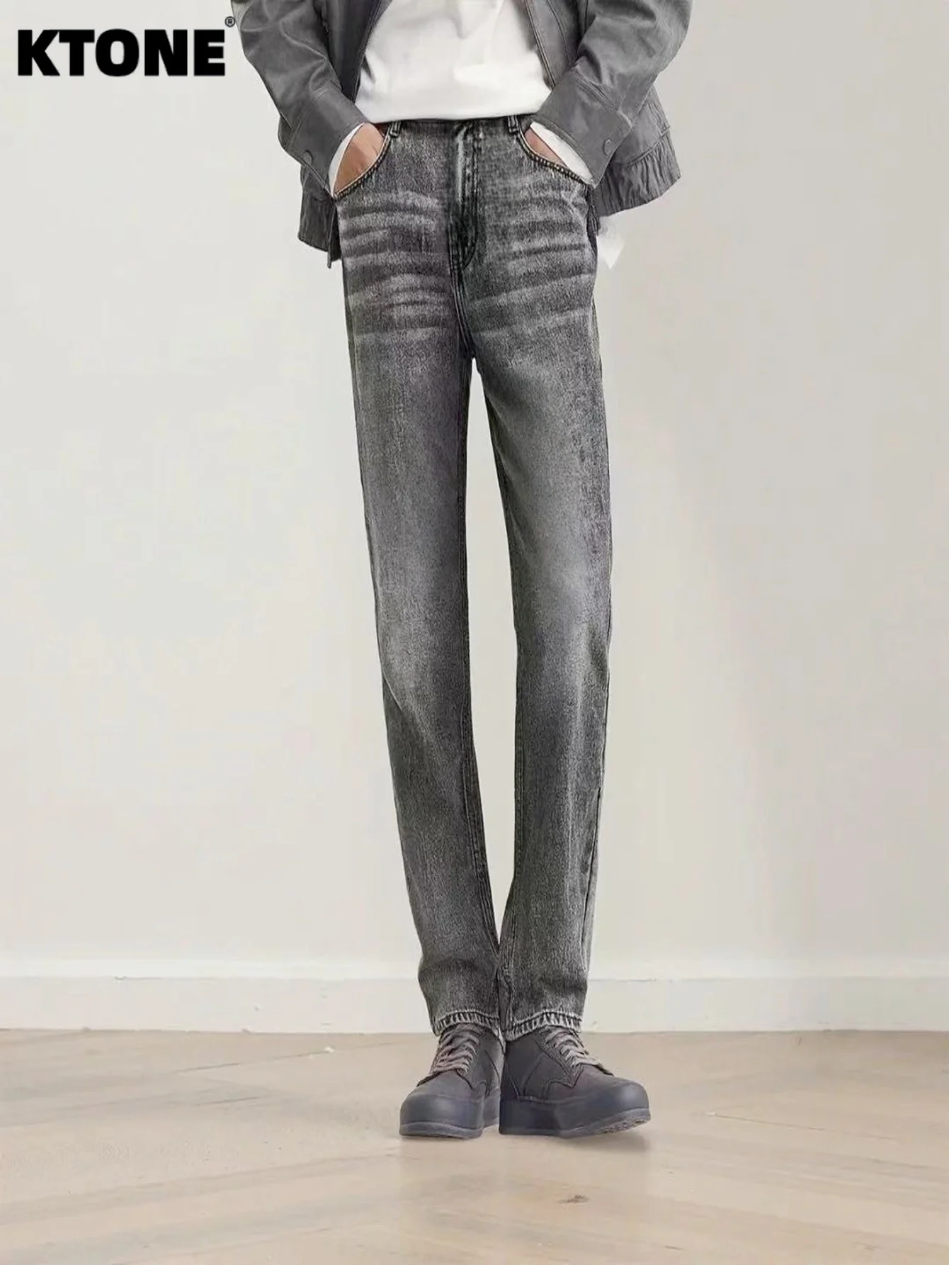 

Retro Jeans Gray Slim Unisex Denim Hip Hop Drip Original No accessories or belts included