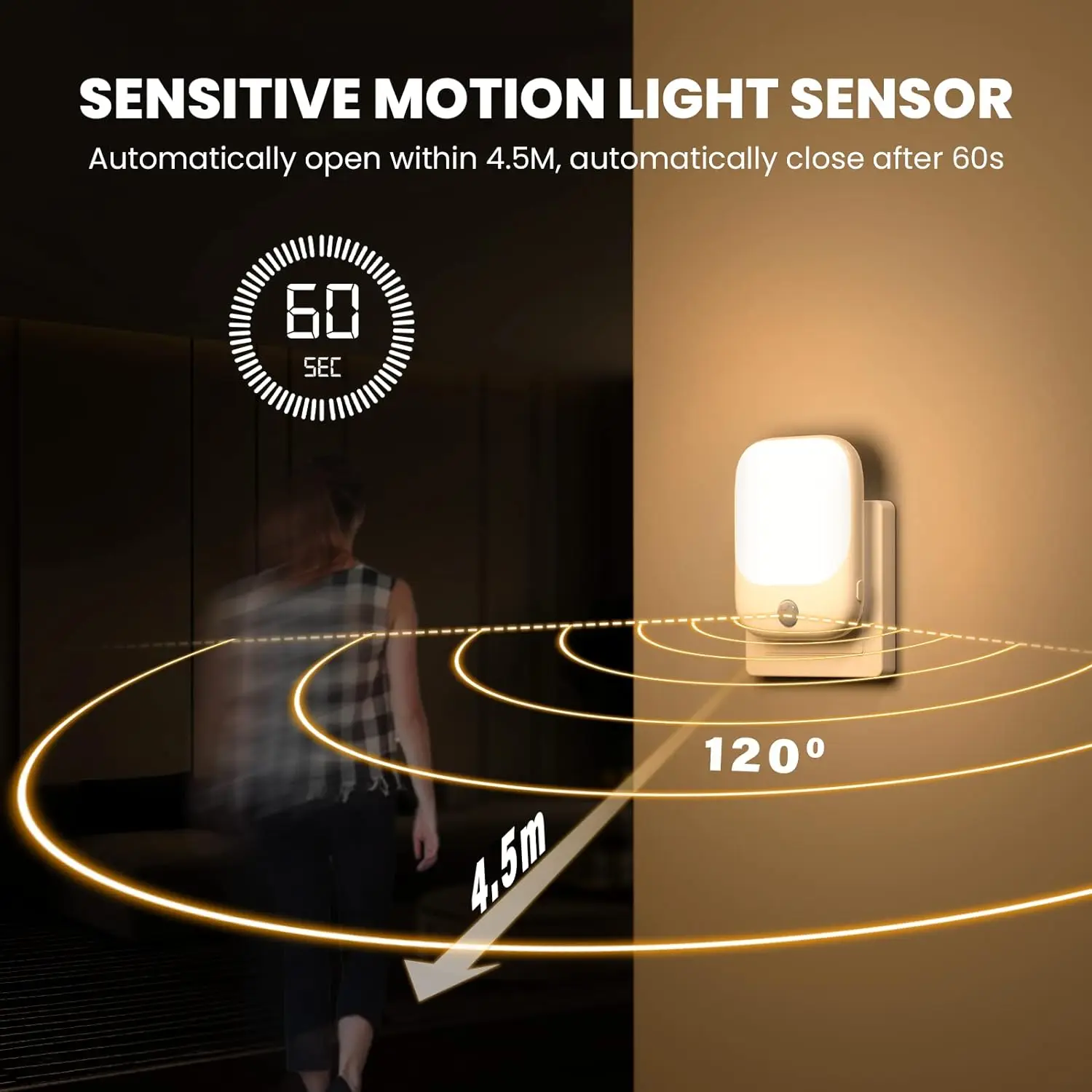 1/2/4/10pcs Motion Sensor Night Lights 2700K 0.5W Light for Kids Bedroom Auto Dusk to Dawn Sensor Dimmable Wireless Cabinet Lamp