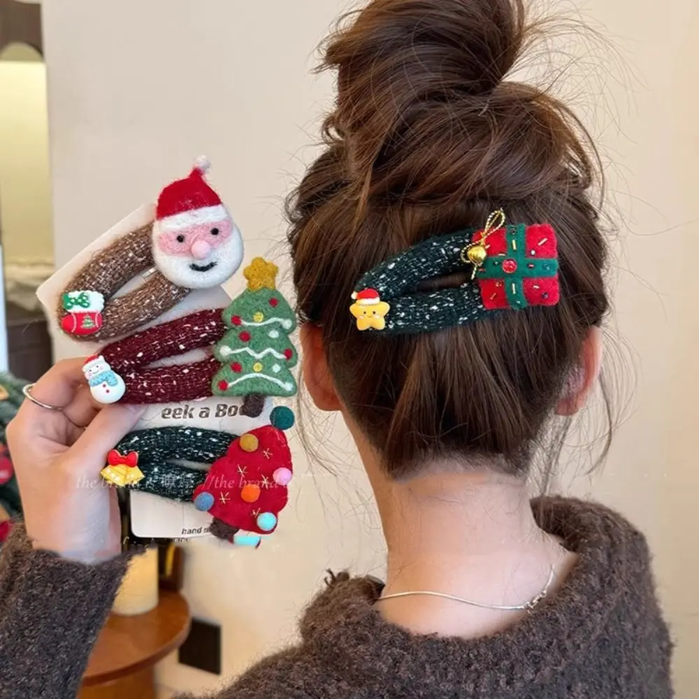 

Large Cartoon Christmas Tree Hair Clip Felt Sweet Santa Claus Hairpin Elk Headwear Xmas Wool Barrettes Daily