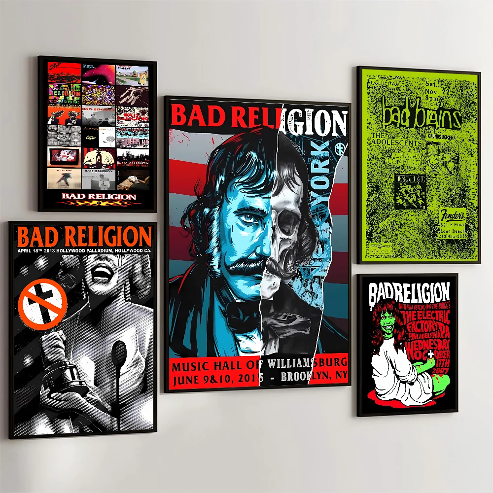 Póster de b-bad r-religión, carteles adhesivos de película, Retro pegatina de papel Kraft, pintura de pared de arte estético DIY para habitación, Bar y cafetería, 1 unidad