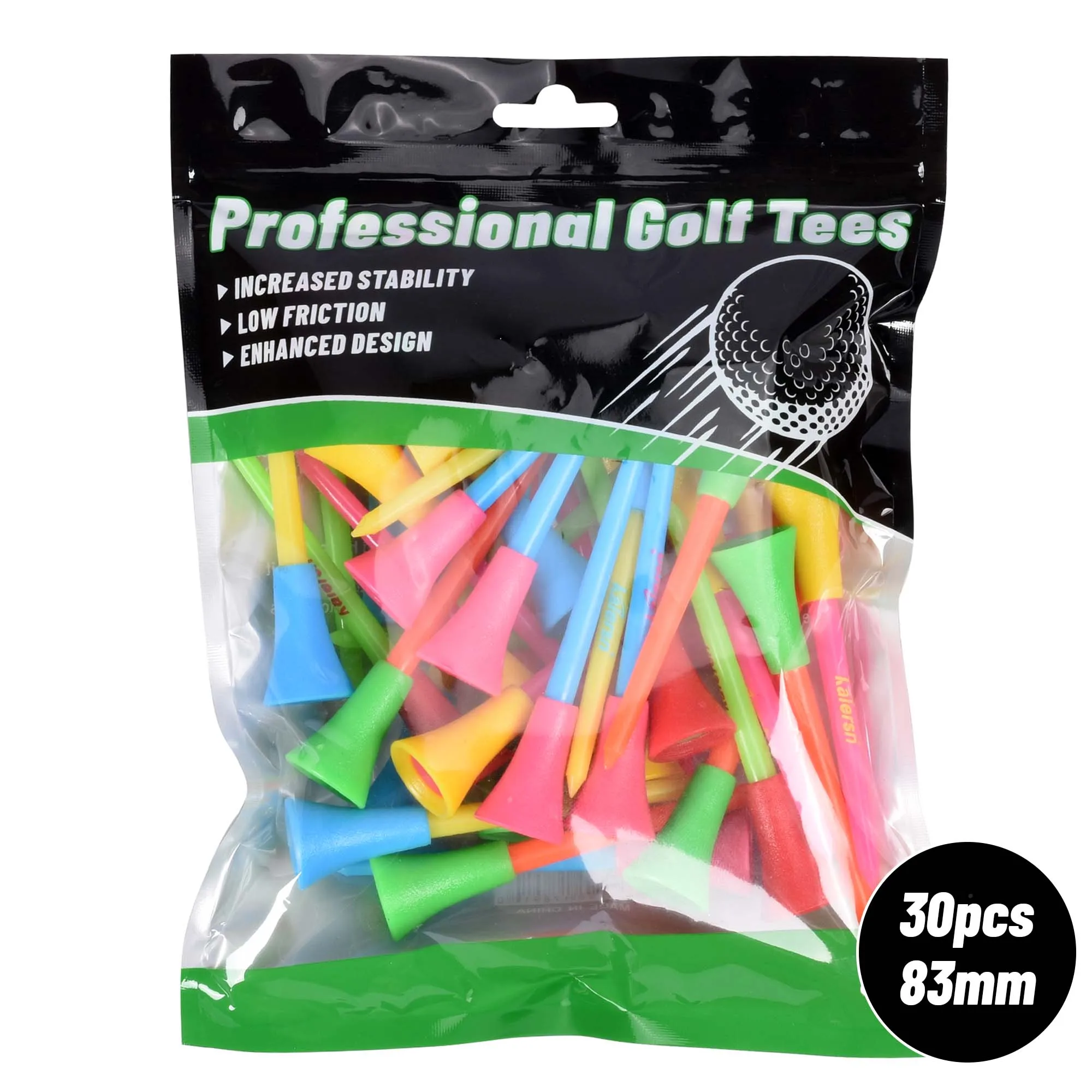 30Pcs Plastic Golf Tees Multi Color 83mm Durable Rubber Cushion Top Golf Tee Golf Accessories