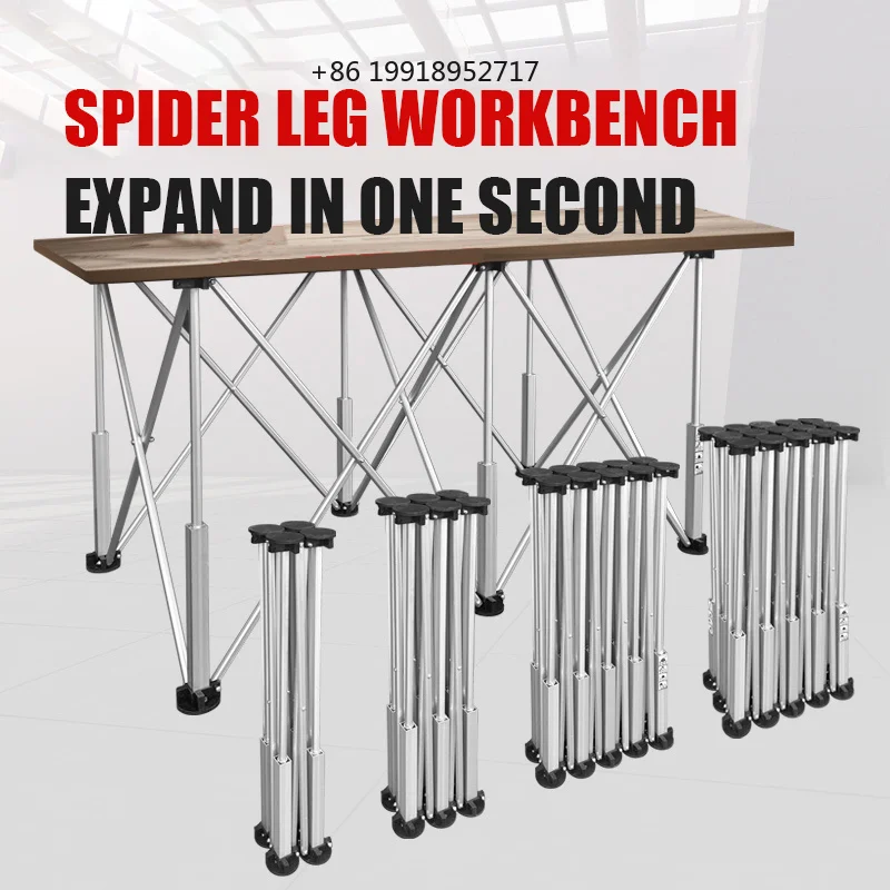 Mesa de Trabajo Plegable para Trabajar la Madera, con Superficie para Cortar Madera, Vidrio y Azulejos, Banco de Trabajo Portátil con 6 Patas Tipo Araña