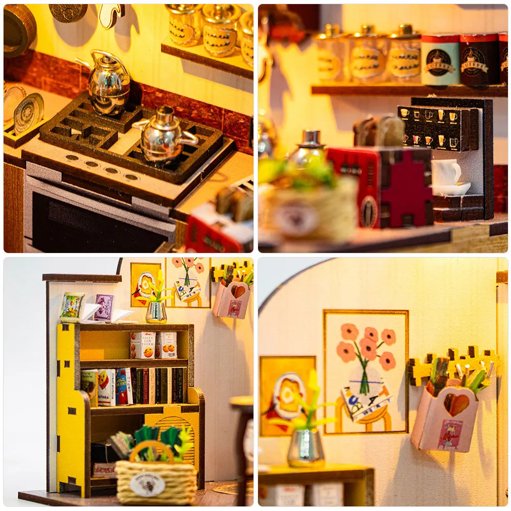 Casa en miniatura de microescena de madera DIY, kit de montaje artesanal, adorno de escritorio creativo para regalo de Hobby y decoración del hogar