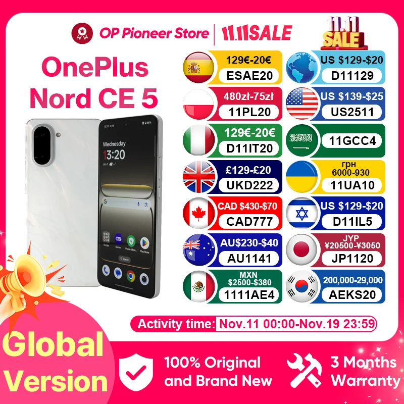 yZ[zOnePlus Nord CE 5 8GB 256GB X}[gtH android 5g MediaTek Dimensity 8350 Apex 7100mAh obe[ 50MP O[oo[W