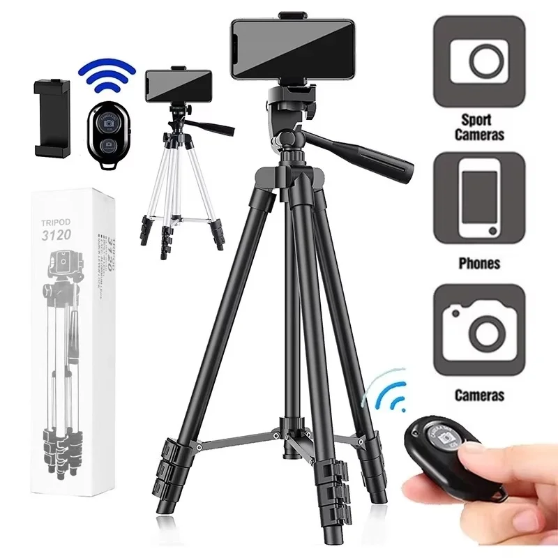 Universelles ausziehbares Stativ mit Bluetooth-Fernbedienung, Telefonhalter, flexibles, leichtes Fotografie-Stativ für Sportkameras