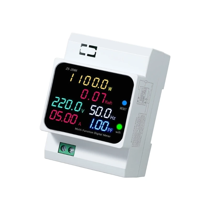 DIN Energy Meter Monitors 4 in 1 Multimeter 40-300/250-450V 100A Voltages Current Voltmeter Ammeter Watt