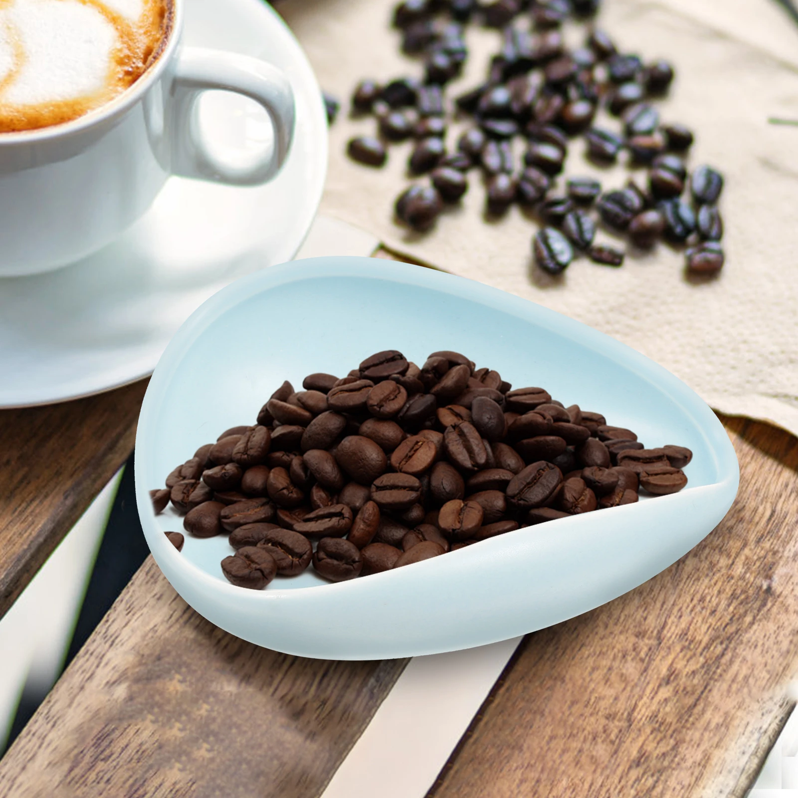 

Blue Ceramic Bean Dish Coffee Spoon Holder for Kitchen Dining Table Smooth Scoop Rest Delicate Ladle Holder Thickened Material