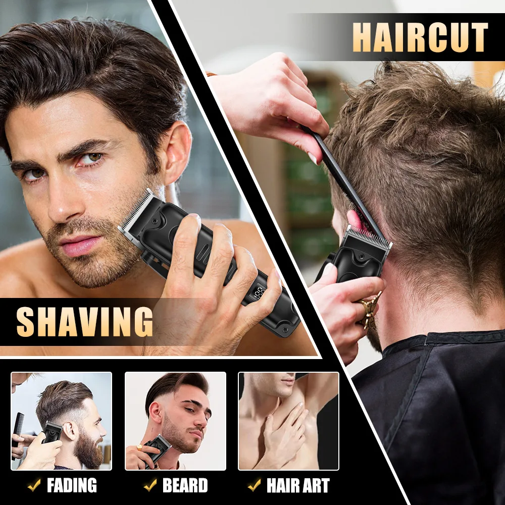 ماجيكور ماكينة قص الشعر المحمولة اللاسلكية الاحترافية للرجال ماكينة تشذيب الشعر واللحية عالية الطاقة ماكينة قص الشعر