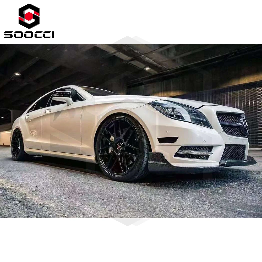 Carbon Fiber R Style Frontlippe für CLS-Klasse W218 Sport 2011-2014 Frontstoßstange Diffusor Splitter Spoiler Bodykit
