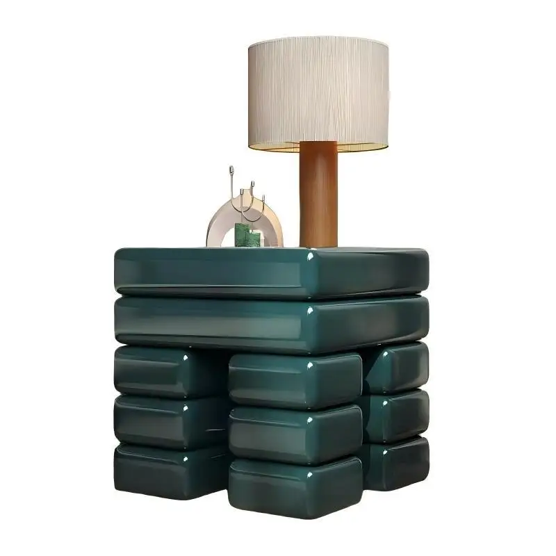 

Italian minimalist bedside table designer high-end bedroom household living room high-gloss paint storage cabinet bedside table