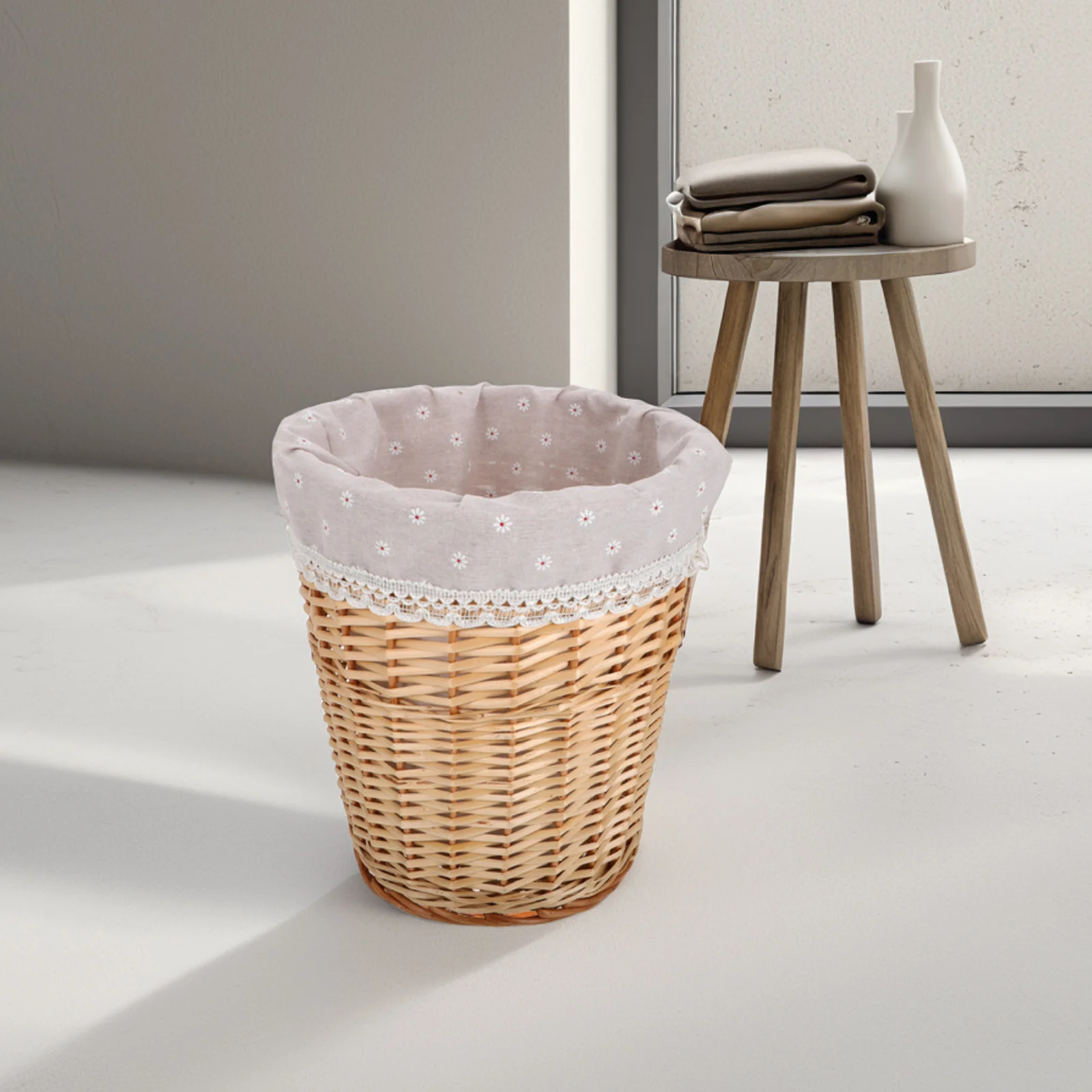

1 Large Handmade Woven Laundry Basket Beige Rattan Storage Bin For Dirty Clothes Home Organization Hotel Use Woven Organizer Bin