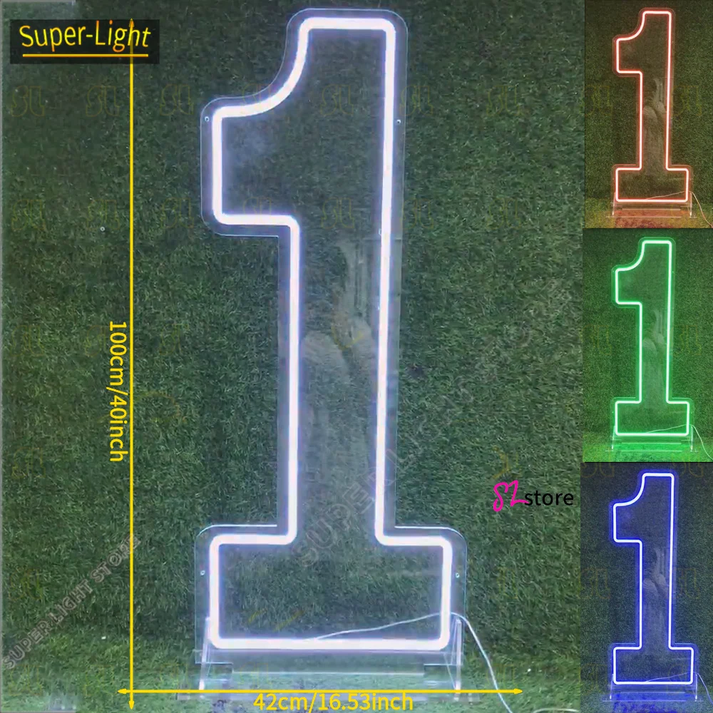 Custom 100cm/40inch High RGB Big Neon Sign Number 0-9 LED Neon Light Baby Birthday Wedding Number Table Sign Personalized Lights