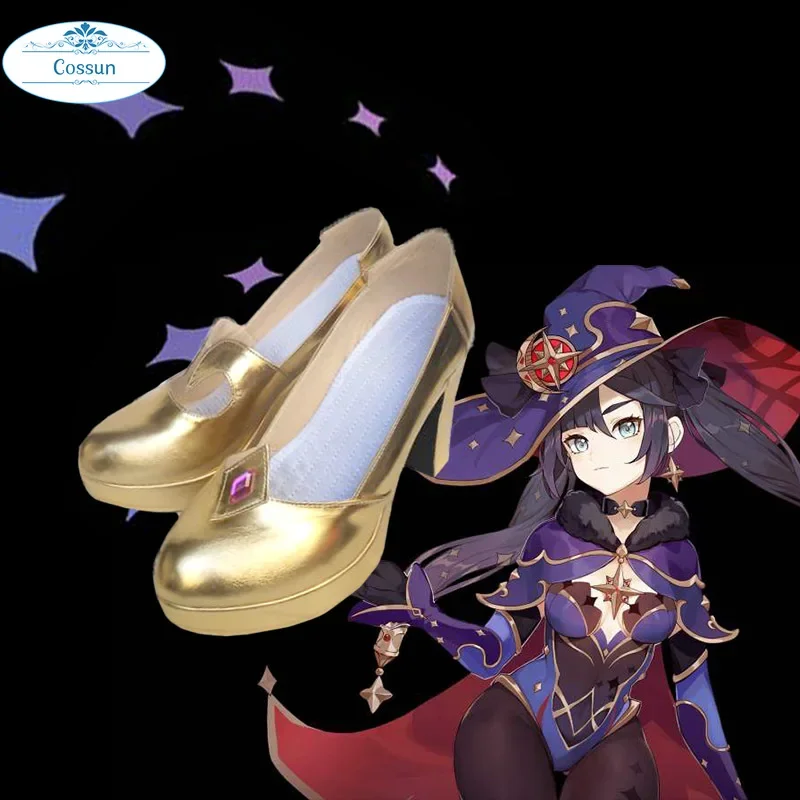 Cossun genshin impacto mondstadt mona halloween cosplay sapatos de salto alto para as mulheres novo 2020 jogo quente