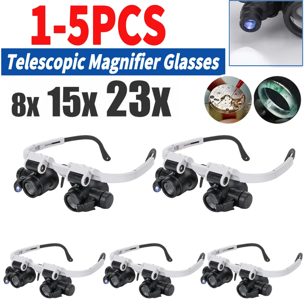 oculos de lupa telescopica com luz led lupas clock chip circuit board repair oculos de ampliacao 8x15x23x 15 pcs 01