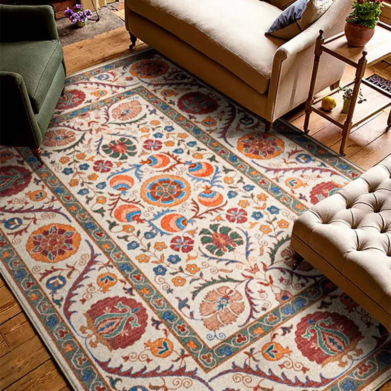 Vintage Turkey Style Carpet Living Room Ins Persian Sofa Area Rugs Home American Floral Ethnic Bedroom Rug Bedside Blanket Floor