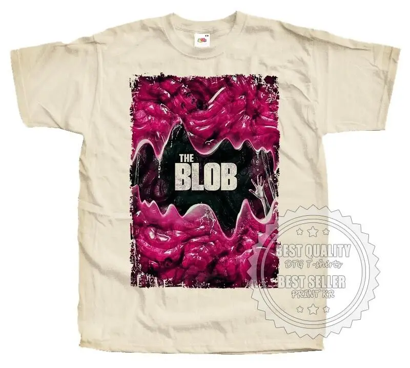 

The Blob V6 T SHIRT Horror Movie Poster Natural Beige Vintage Shirt S to 5XL