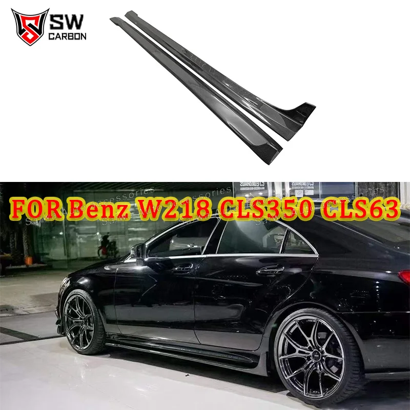 

For CLS Class Carbon Fiber Side Skirts Body Kit For Mercedes Benz W218 CLS550 CLS400 2012-2019 Car Side Bumper Lip Spoiler