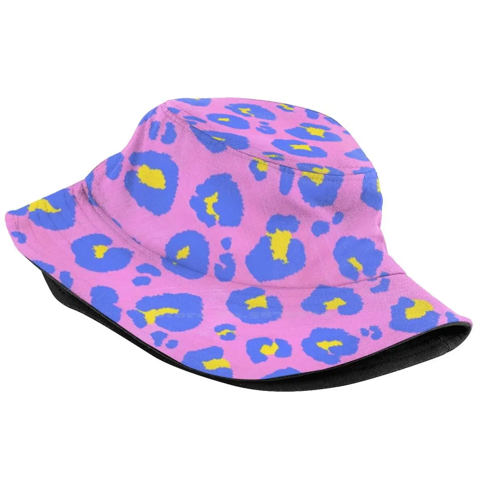 Neon Candy Leopard Print Causal Cap Buckets Hat Pastel Leopard Neon Candy Neon Pastel Pink Leopard