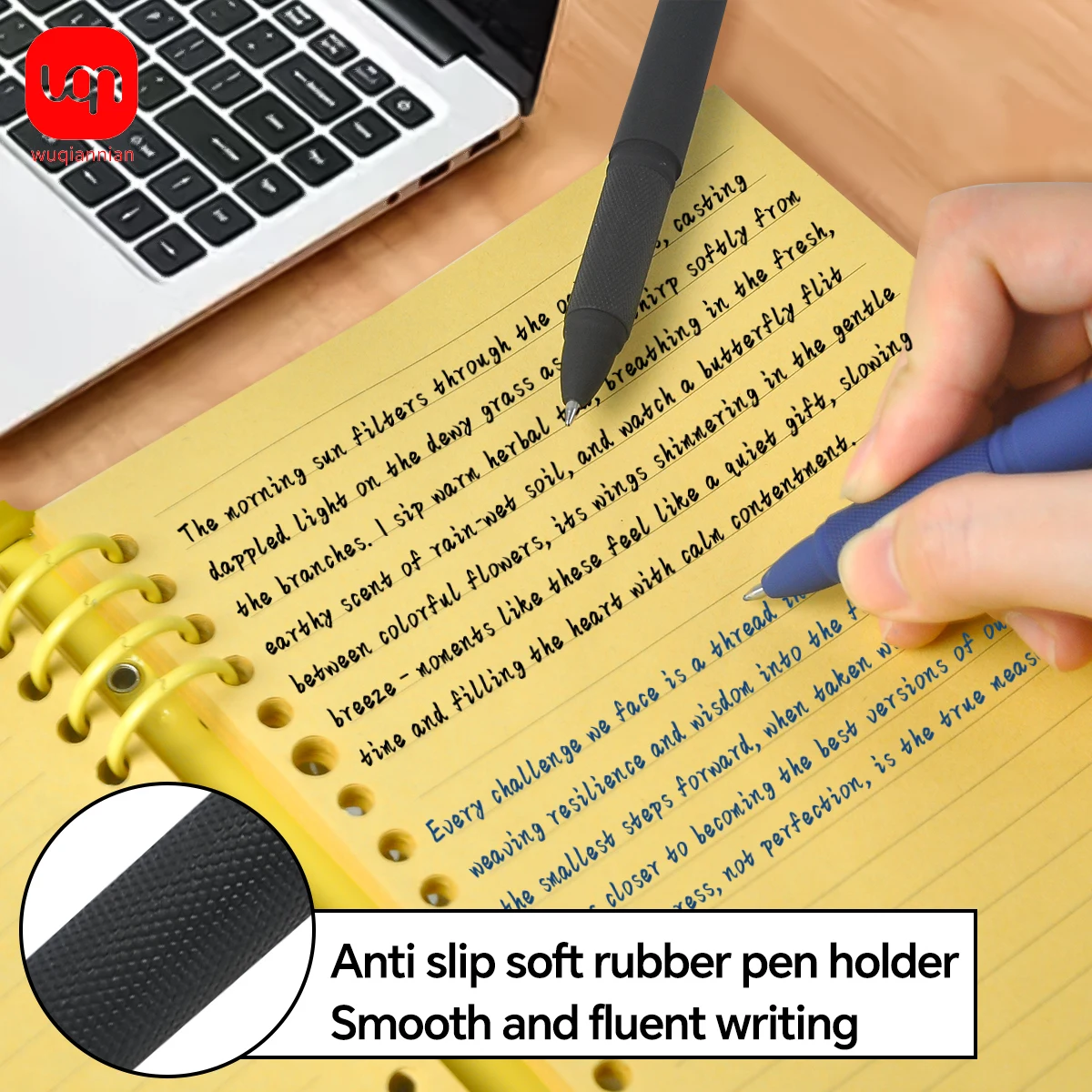 

WQN 2pcs High-Quality Black/Blue Carbon Pens, Smooth Writing - 12pcs Replacement Refills, Daily Exercise and Office School Suppl