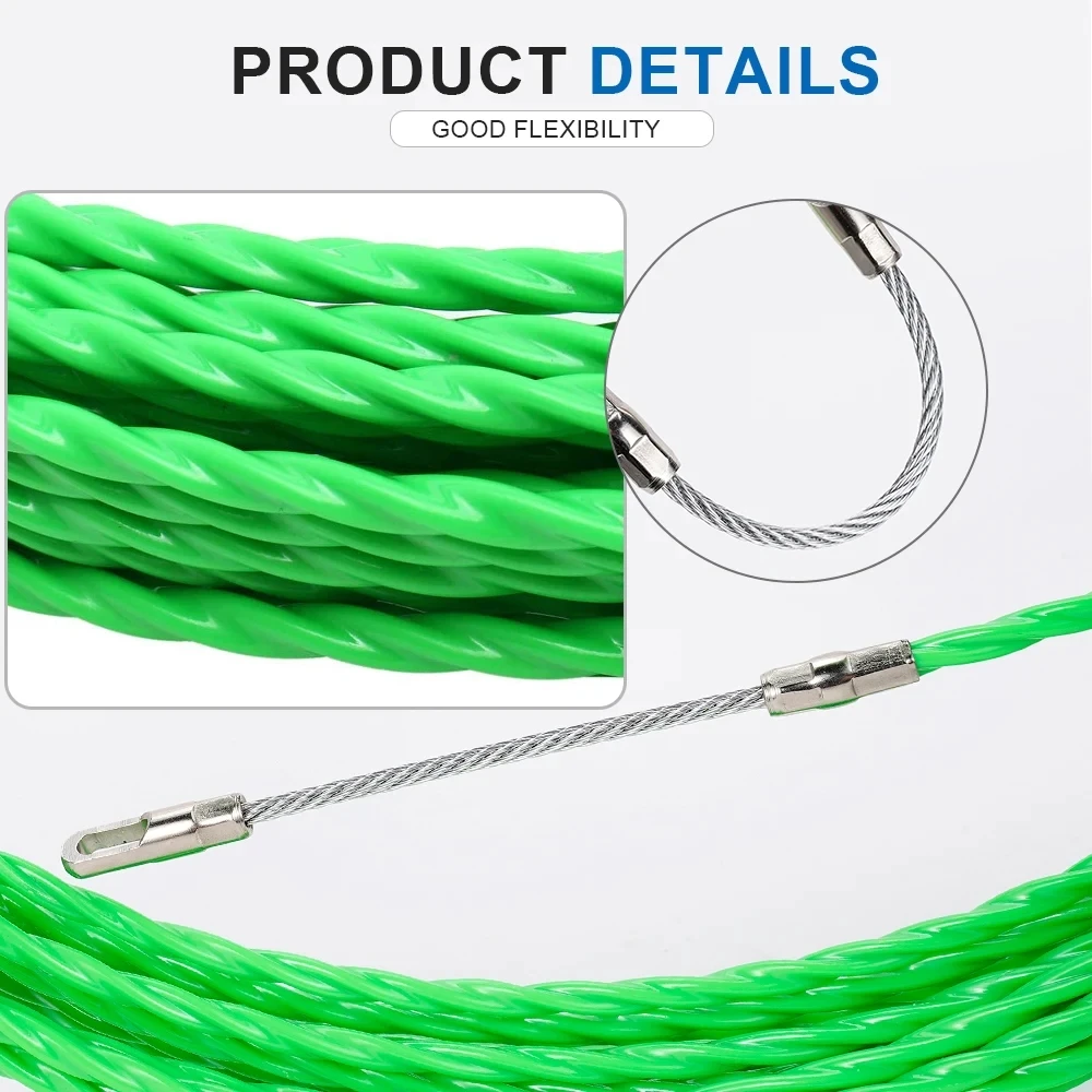 4.2mm Cable Push Puller Fiberglass Duct Rodder Fish Tape Electrical Wall Wire Cable Guide Device Aid Tool 5/10/15/20/25/30M