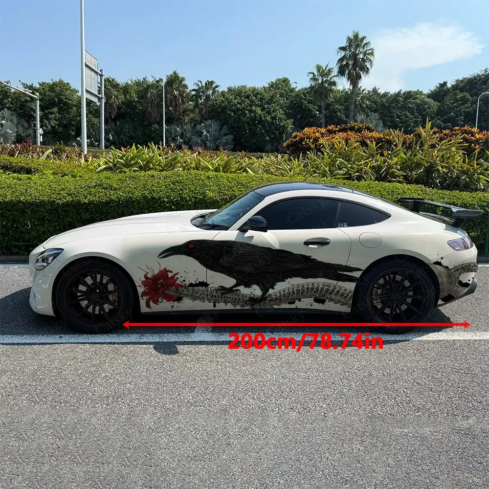 2pcs Raven Snake Bone Dark Soul, Durable, Fade-resistant, Enhance Vehicle Aesthetics With Bold Artistic Design Car Vinyl Wraps