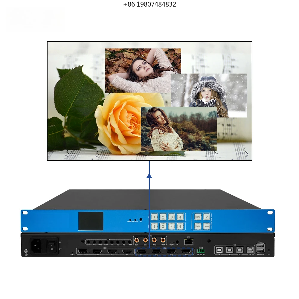 Matrix 2x2,1x2 4k60 Video Wall Seamless Swicher 4x1 3x1 Multi-screen Splicing Video Controller HDMI Input Multi-Window Video