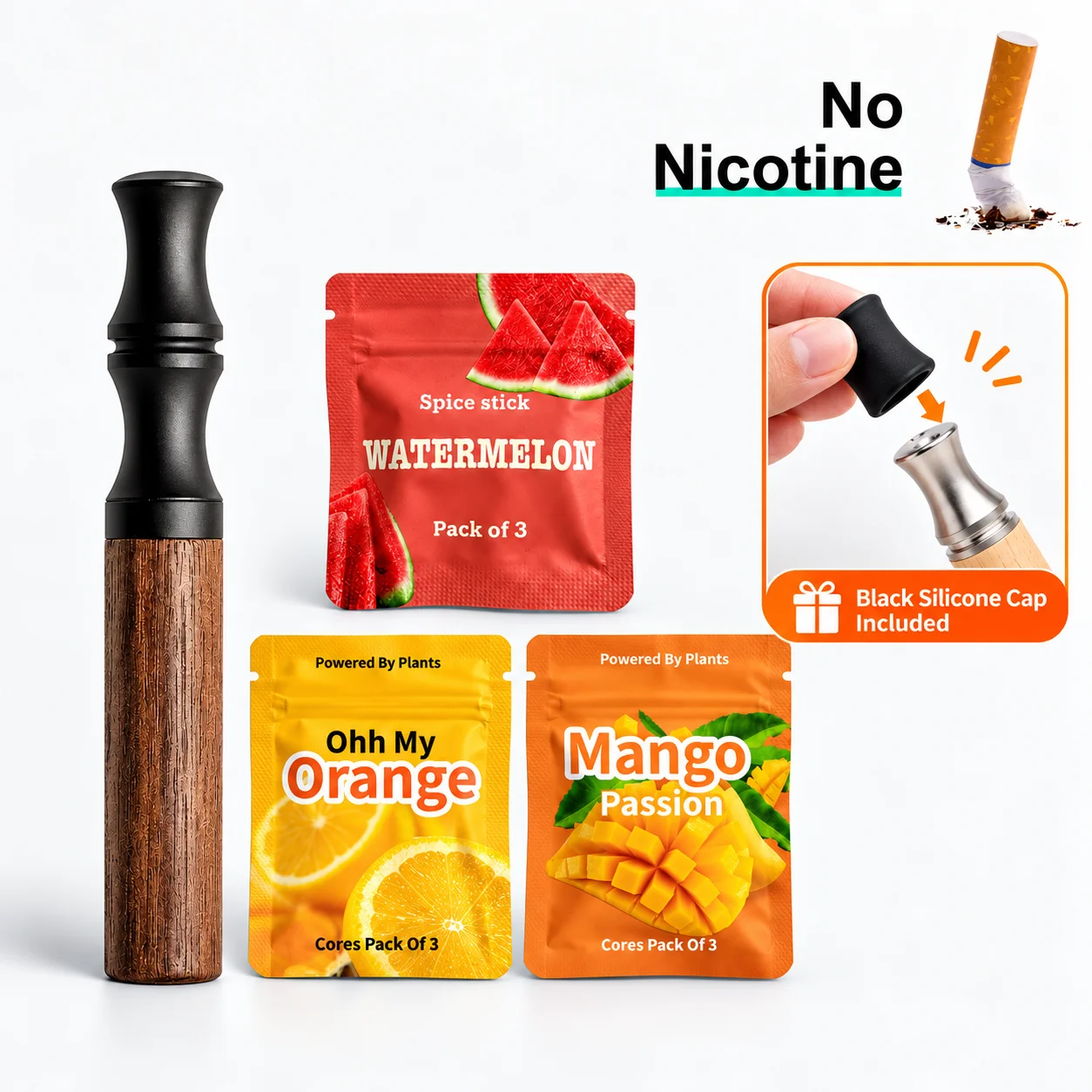 Magnetic Aroma Inhaler Stick Plant Fresh Mindful Breathing Hand-to-Mouth Habit Alternative Portable Storage Pouch Christmas Gift