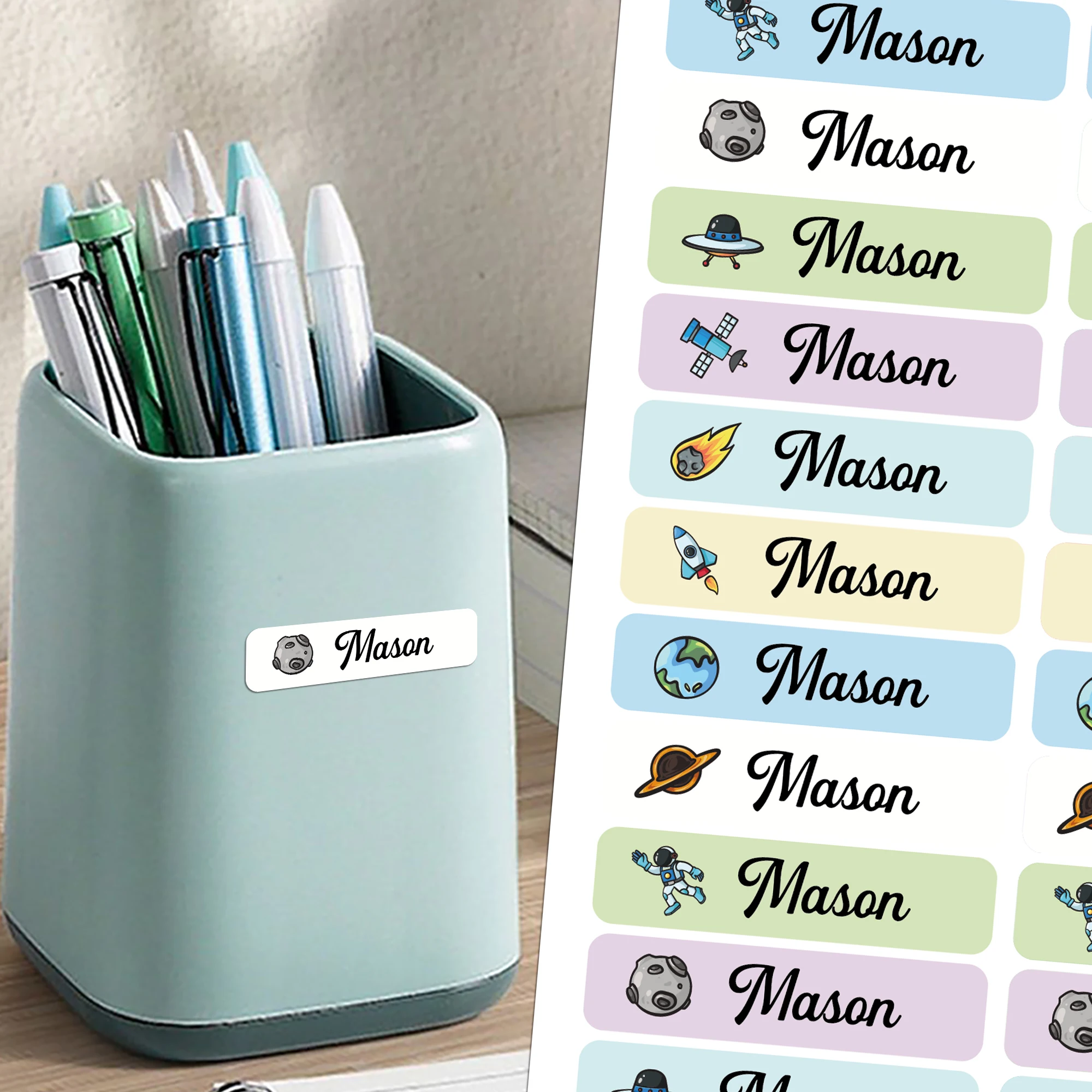 42/84/126pcs catrtoon toy Water Cup Tag Personalized Tag Pencil Label Personalized Patches Perfect For School,Home