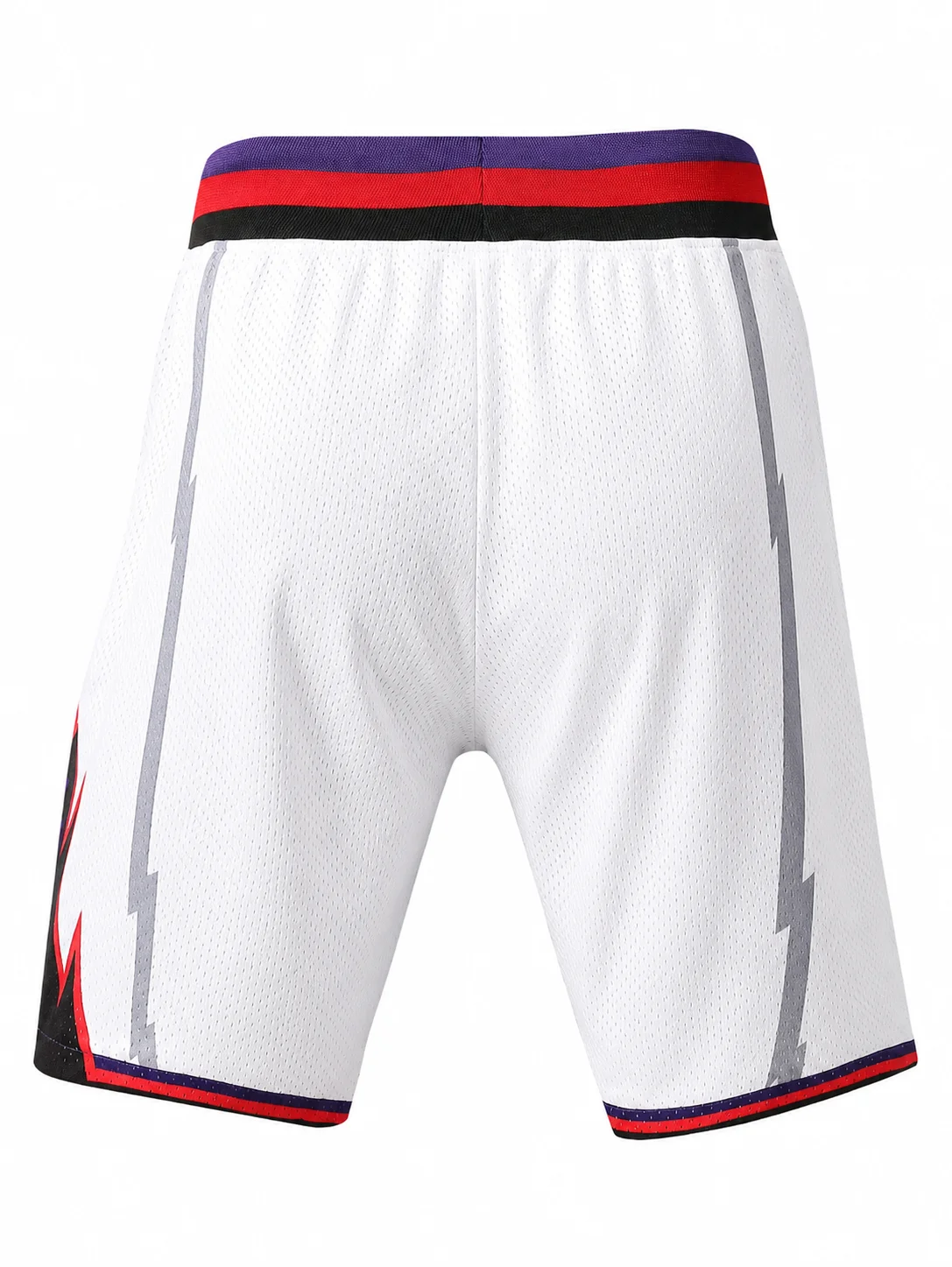 2026 Hot Sale Retro Raptors White Mesh Basketball Shorts with Lightning and Dinosaur Trim Streetwear Men and Kids
