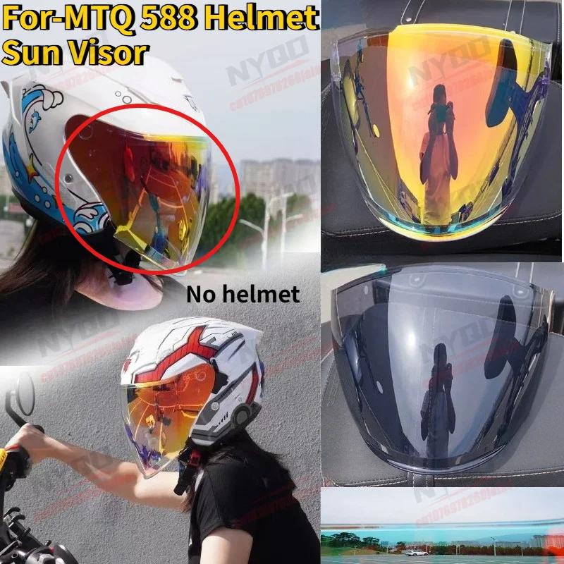 Motorcycle Helmet Sun Visor Three-quarters Helmet High-definition Transparent Sunscreen Colored Lens Suitable for MTQ 588