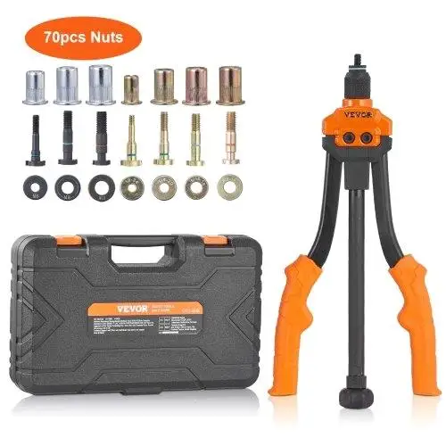 14” Rivet Nut Tool Kit - 70 PCS Assorted Rivet Nuts & 7 Mandrels (Metric/SAE) with Sturdy Carry Case