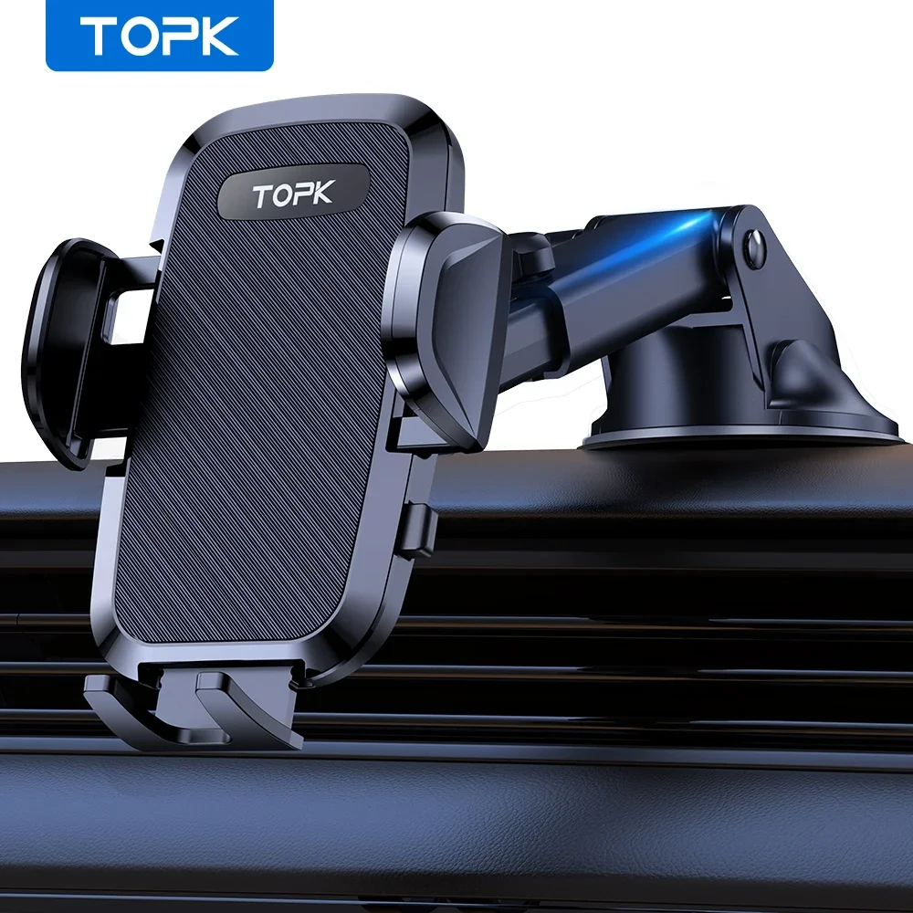 

TOPK Car Phone Holder, Universal Car Phone Mount for Dashboard Windshield, 360° Adjustable Phone Holder for Car for All Iphone