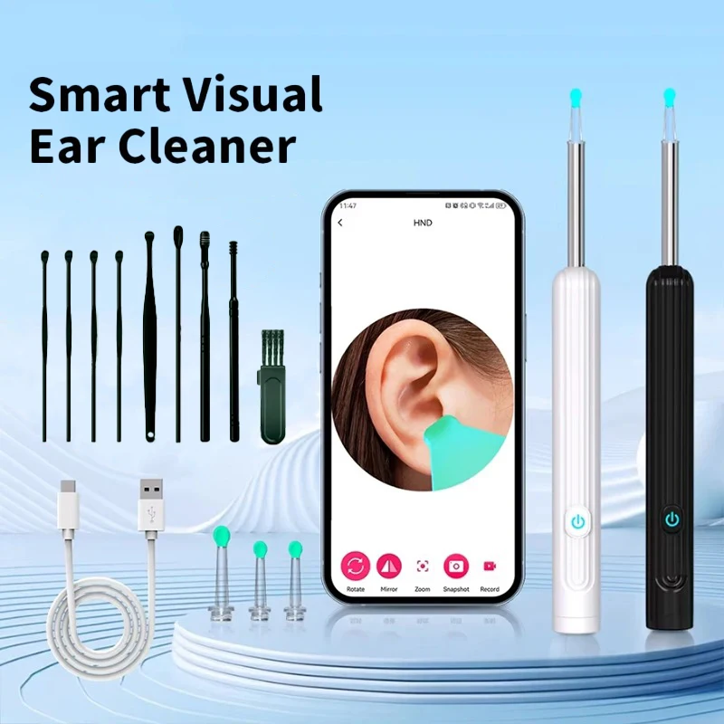 

1-9pcs/Set Visual Ear Cleaner with Camera Ear Sticks USB Charging Ear Wax Removal Tool WIFI Connection 6 LED Lights Earpick