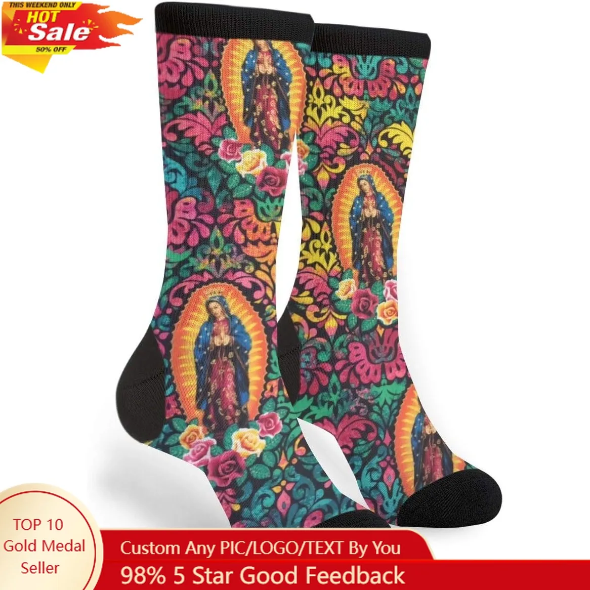 ถุงเท้าลายพิมพ์สำหรับทุกเพศ ถุงเท้าสั้นลายพิมพ์ดีลักซ์ 40 ซม