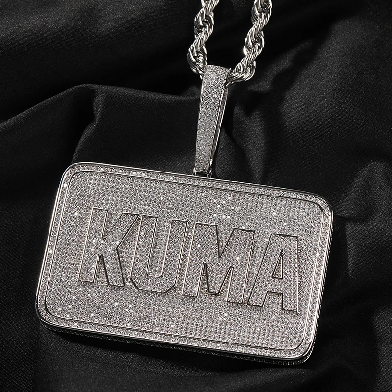 Personalità personalizzata lettere nome grande collana con ciondoli quadrati per uomo Hip Hop CZ Stone Bling Iced Out Rapper Jewelry